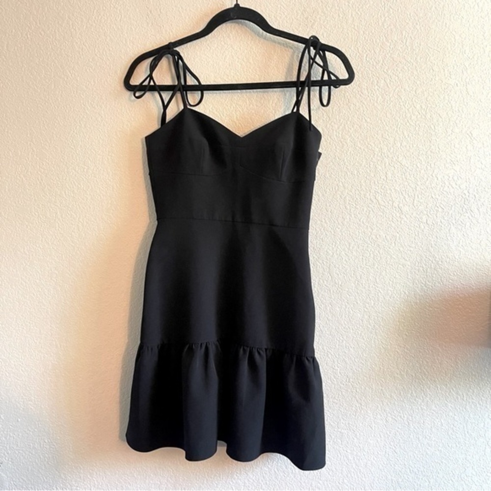 Gianni Bini Elena Drop Waist Black Mini Dress Tie Straps Whimsigoth LBD Size 0